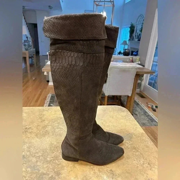 Seychelles Anthropologie Brown Victory Croc Over Knee Boots - Picture 5 of 15